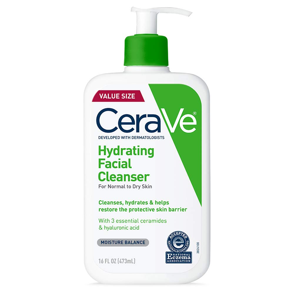 Hydrating Facial Cleanser | Moisturizing Non-Foaming Face Wash with Hyaluronic Acid, Ceramides and Glycerin | Fragrance Free Paraben Free | 16 Fluid Ounce