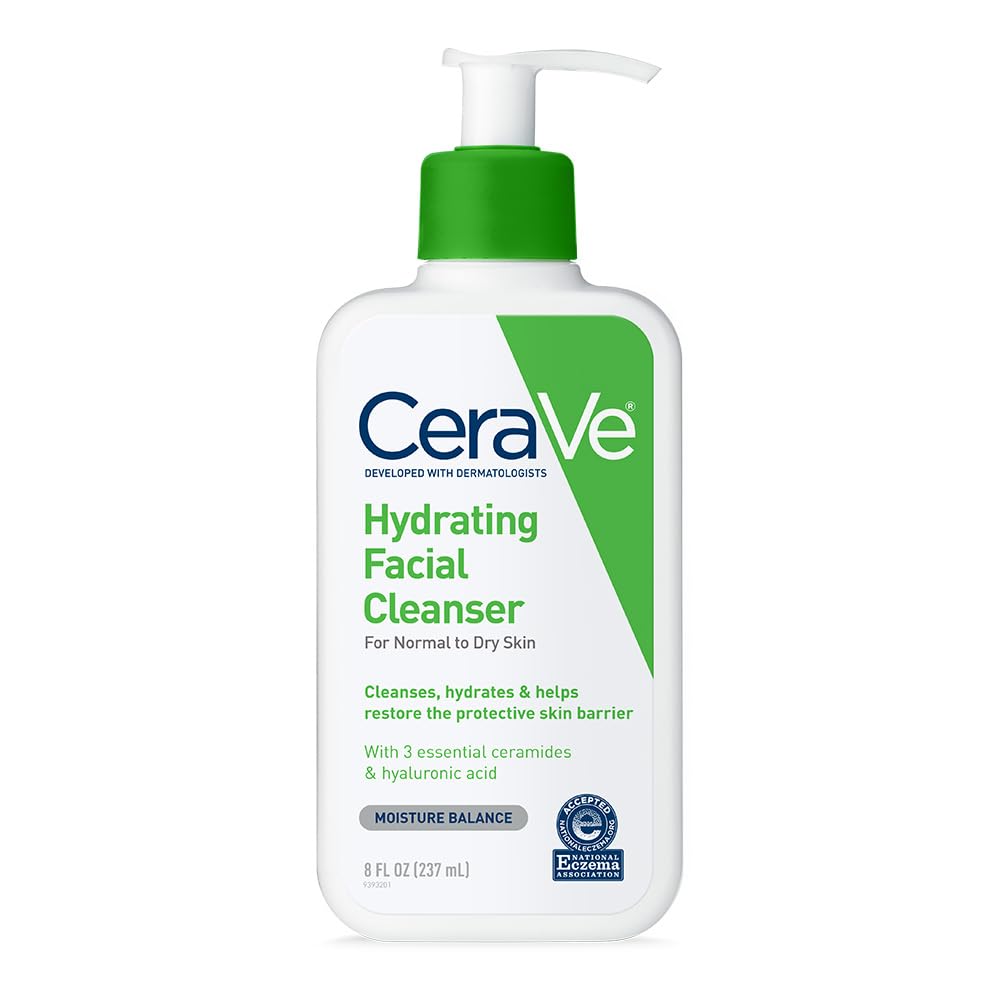 Hydrating Facial Cleanser | Moisturizing Non-Foaming Face Wash with Hyaluronic Acid, Ceramides and Glycerin | Fragrance Free Paraben Free | 16 Fluid Ounce