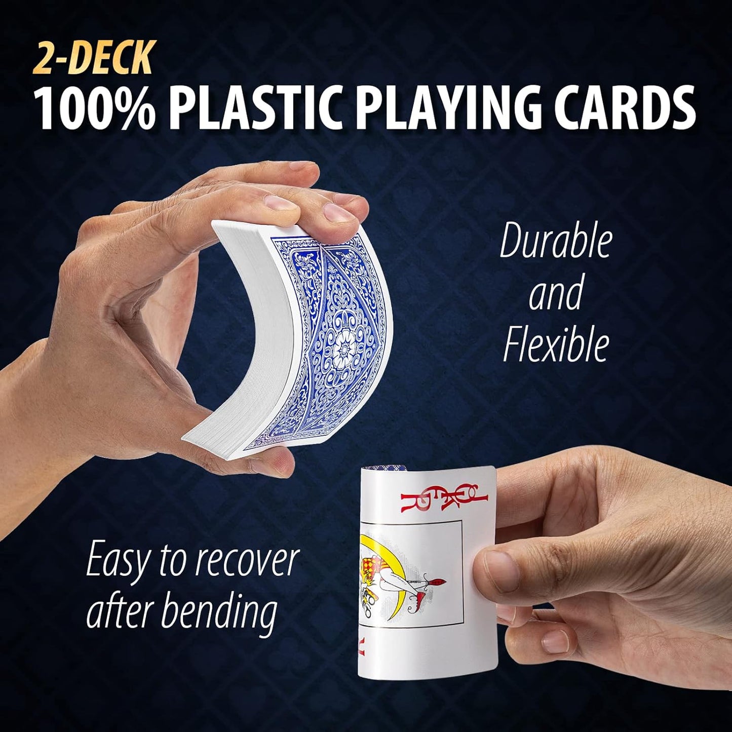 2 Decks of Waterproof 100% Plastic Playing Cards Poker (Wide) Size Large (Jumbo)