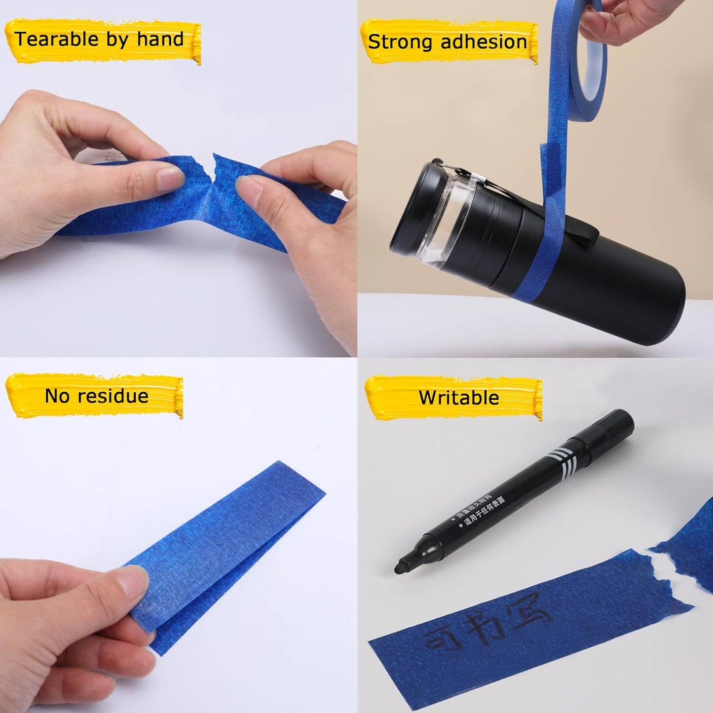 4 Rolls Premium Painters Tape, Blue Tape, Masking Master Tape, Paint Tape for Multi-Purpose, Painting, Painter'S, DIY Crafts Arts (88Yd =0.94In*22Yd*4) Decoration Labeling No Residue, Easy Removal