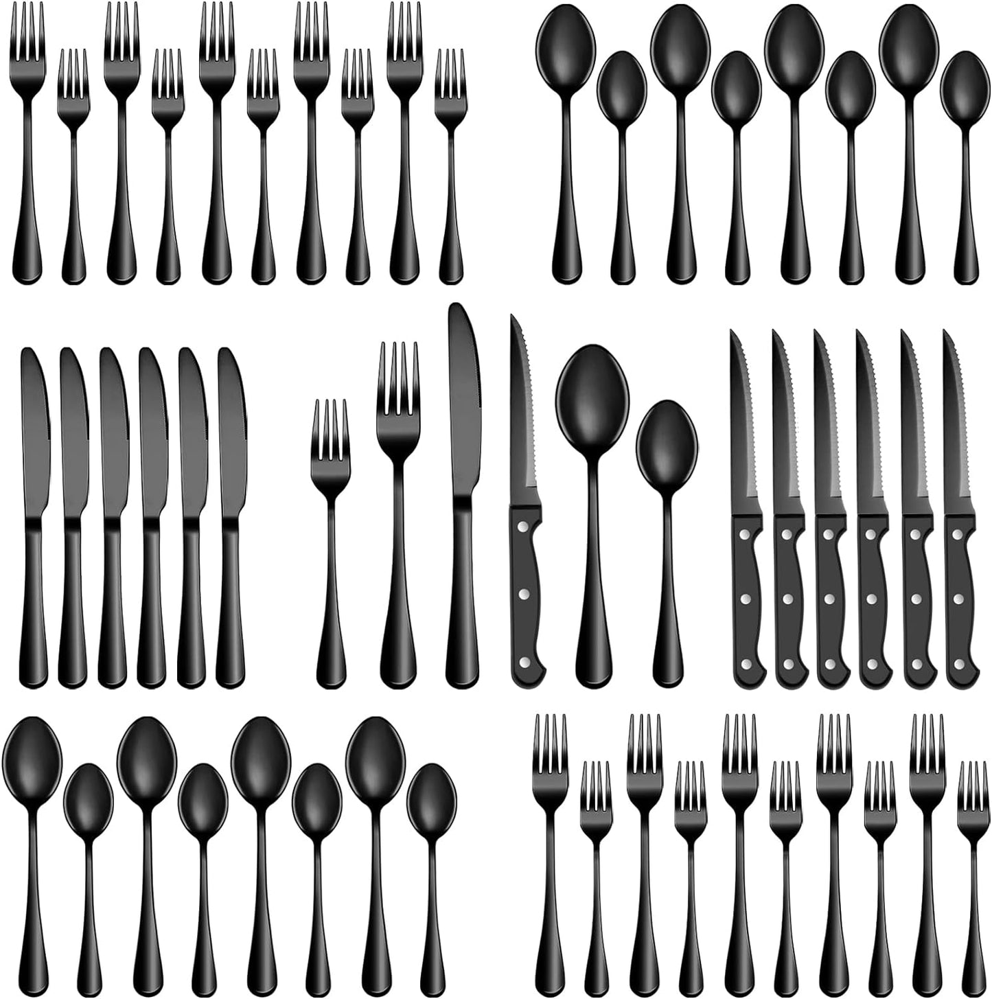 48 Pcs Silverware Set with Steak Knives Service for 8,Stainless Steel Flatware Set,Mirror Polished Cutlery Utensil Set,Home Kitchen Eating Tableware Set,Include Fork Knife Spoon Set,Dishwasher Safe