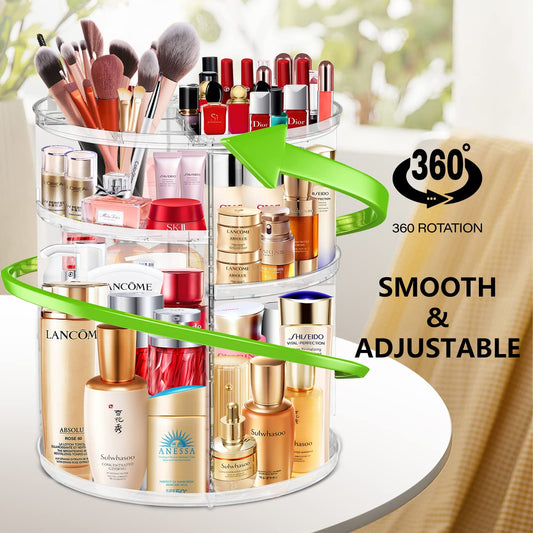 360 Acrylic Rotation Makeup Organizer, Large Capacity, Easy Access, Sturdy, Multi-Functional, Great Gift Idea