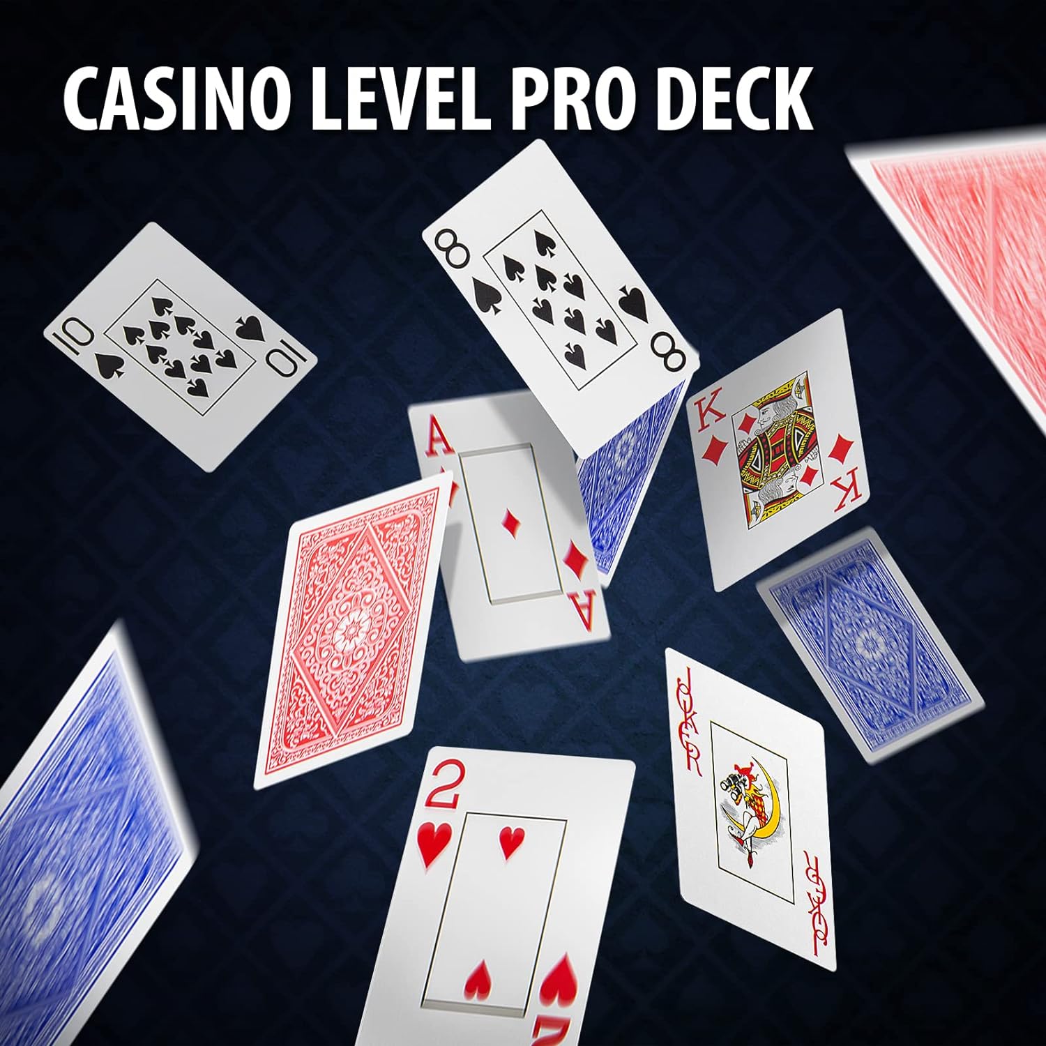 100% Plastic Cards, 2 Pack - Professional, Waterproof, Flexible & Easy Shuffle Poker Deck, Jumbo Index, Poker Size Multiple Games