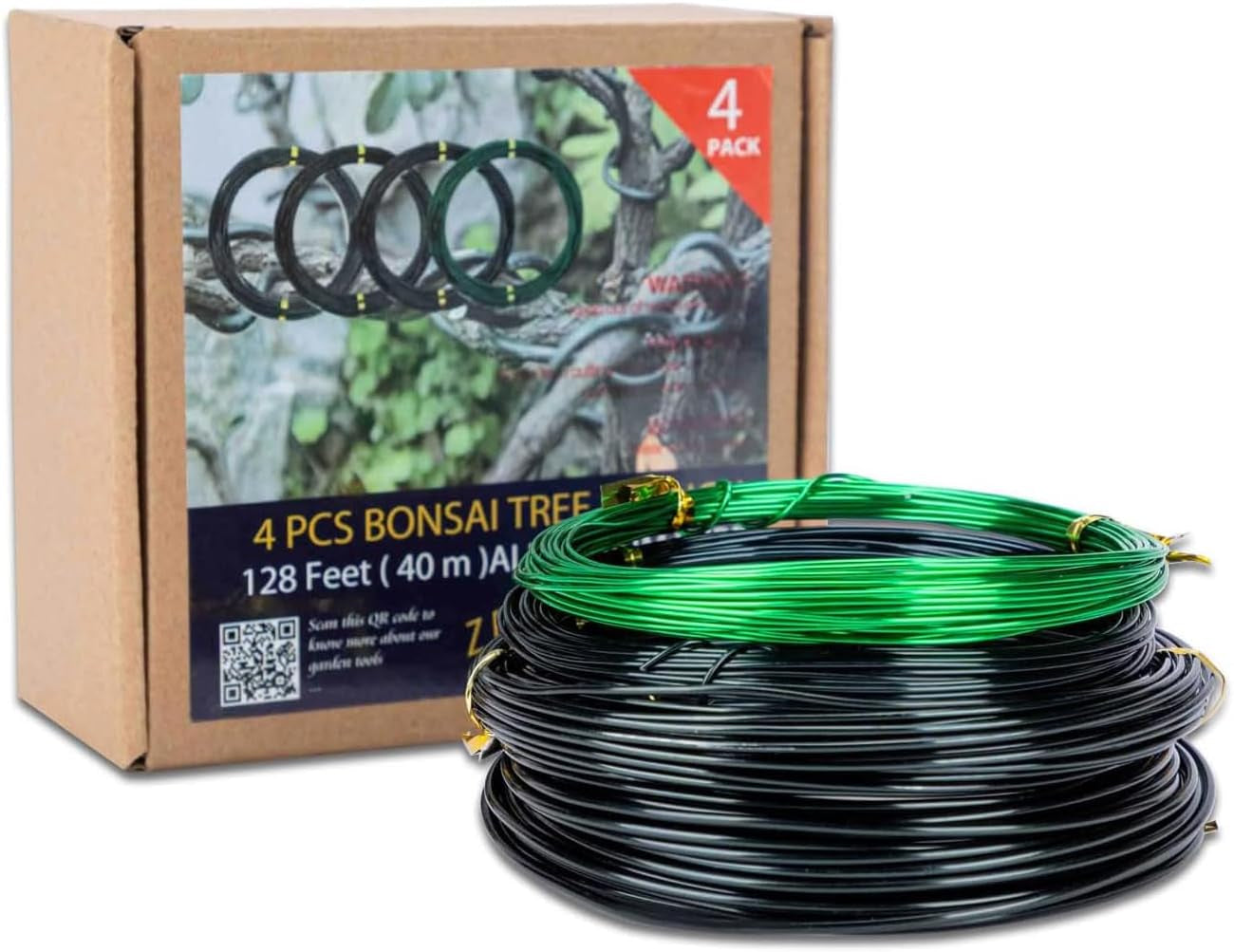 Bonsai Training Wire 4 Set - Total 128 Feet (32 Feet Each Size) 3 Size - 1.0MM, 1.5MM, 2.0MM - Corrosion and Rust Resistant by