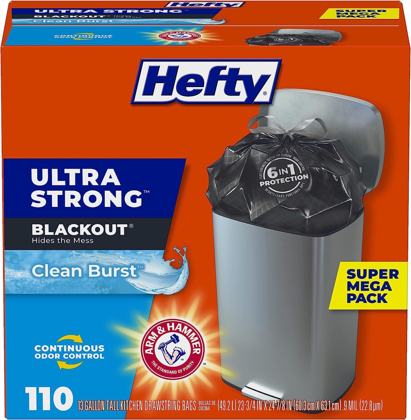 Ultra Strong 13 Gallon Trash Bags, Tall Kitchen Trash Bags 13 Gallon Size, Break Resistant Drawstring Closure, Continuous Odor Control, White, Fabuloso Scent, 80 Bags