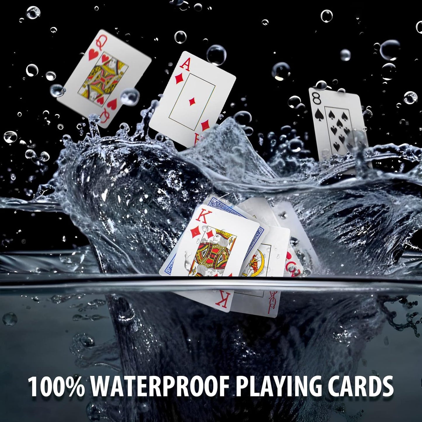 100% Plastic Cards, 2 Pack - Professional, Waterproof, Flexible & Easy Shuffle Poker Deck, Jumbo Index, Poker Size Multiple Games