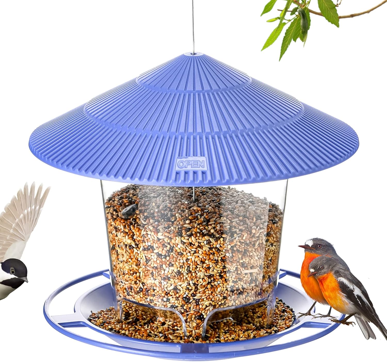 Hanging Bird Feeder Squirrel Proof for Outdoor Wild Bird Seed, Brown