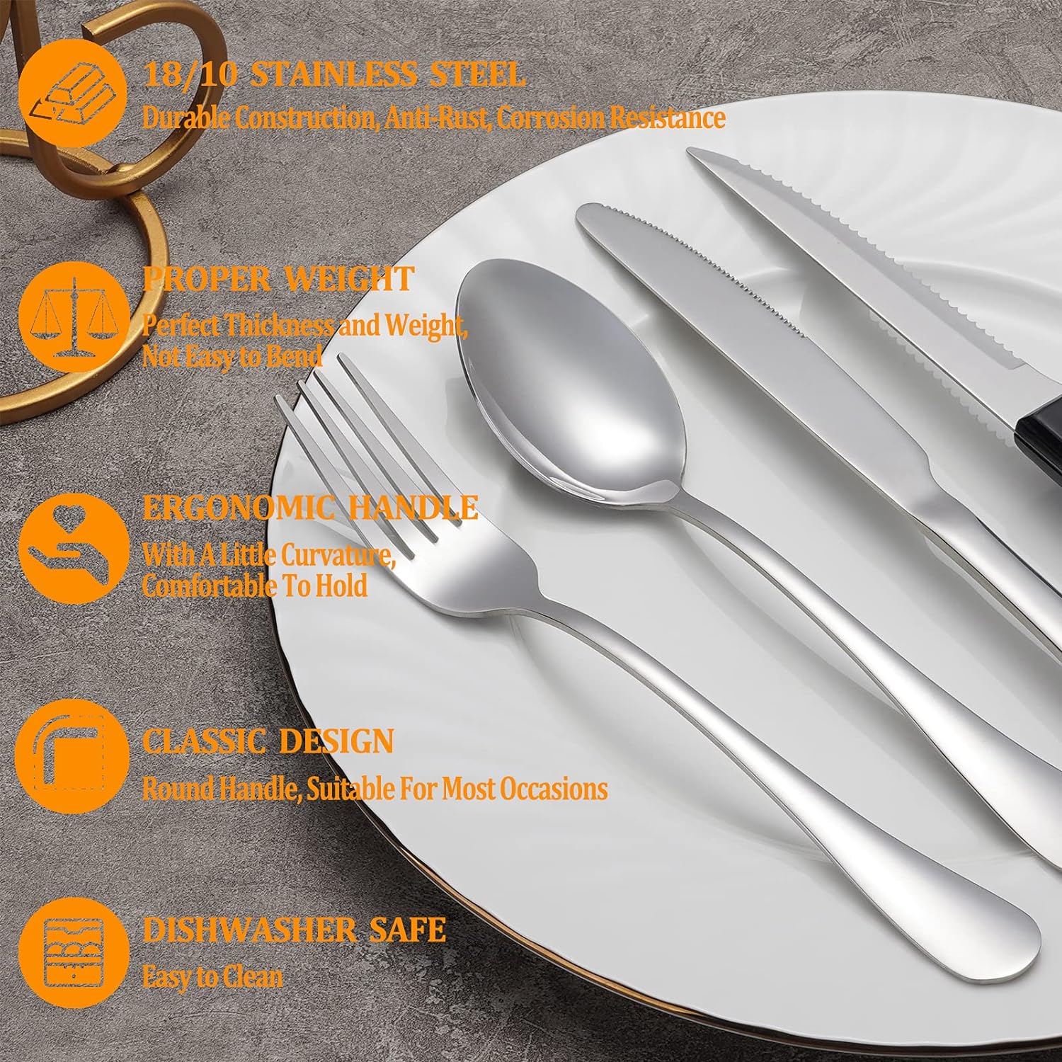 48 Pcs Silverware Set with Steak Knives Service for 8,Stainless Steel Flatware Set,Mirror Polished Cutlery Utensil Set,Home Kitchen Eating Tableware Set,Include Fork Knife Spoon Set,Dishwasher Safe