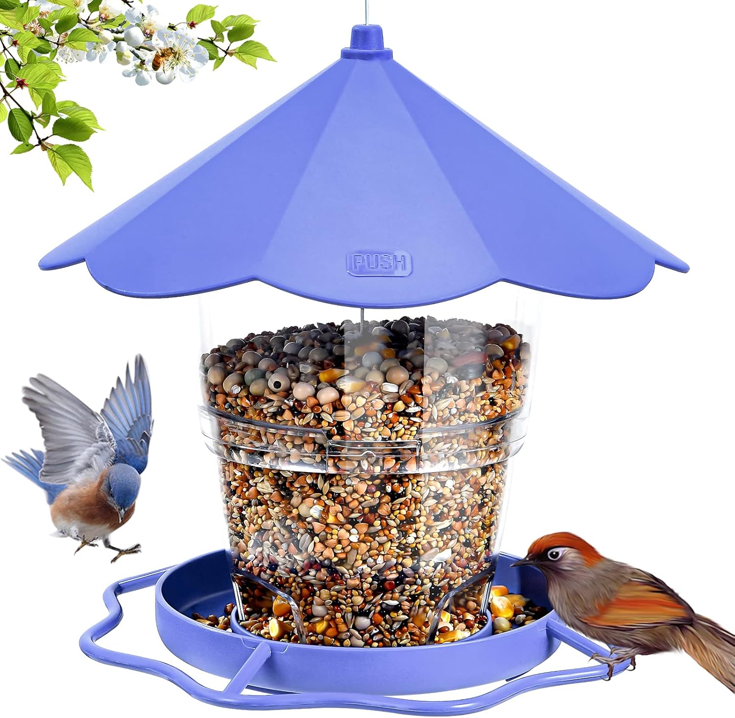 Hanging Bird Feeder Squirrel Proof for Outdoor Wild Bird Seed, Brown