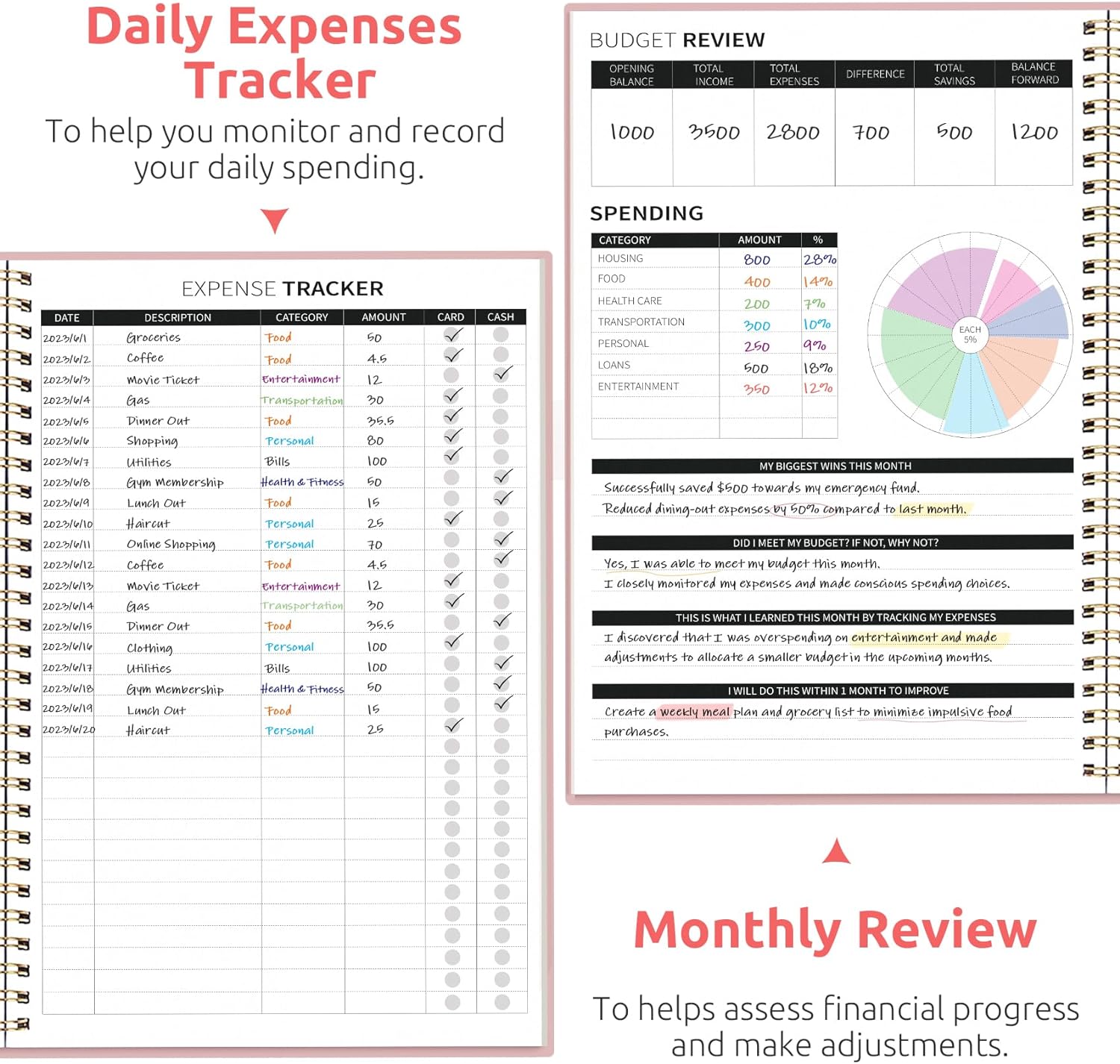 Budget Planner - Monthly Budget Book with Expense Tracker Notebook, Undated Bill Organizer & Finance Planner to Take Control of Your Money, 2024-2025 Account Book to Manage Your Finances-Pink