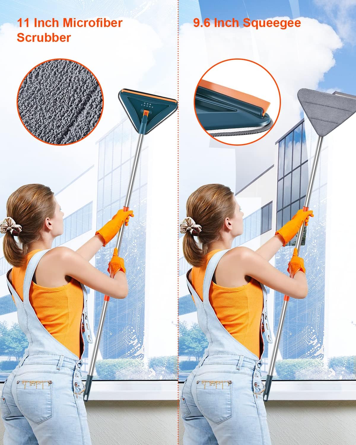 Wall Cleaner with Long Handle, 360° Rotatable Wall Mop, 85“ Baseboard Cleaner Tool Duster for Wall Washer Cleaner Tool for Walls/Dust/Ceiling Fans/Baseboard/Floors