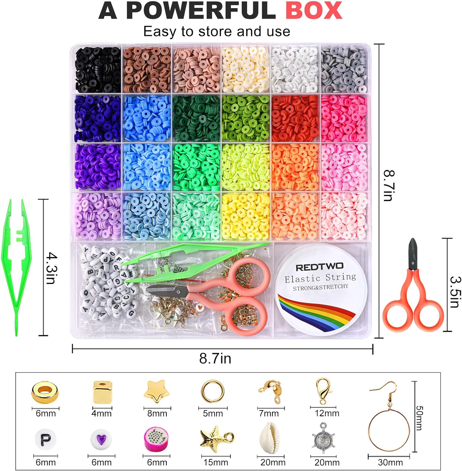 Clay Beads Bracelet Making Kit for Beginner, Friendship Preppy Flat Polymer Heishi Beads Jewelry Kits with Charms, DIY Arts and Crafts Birthday Gifts Toys for Kids Age 6-13