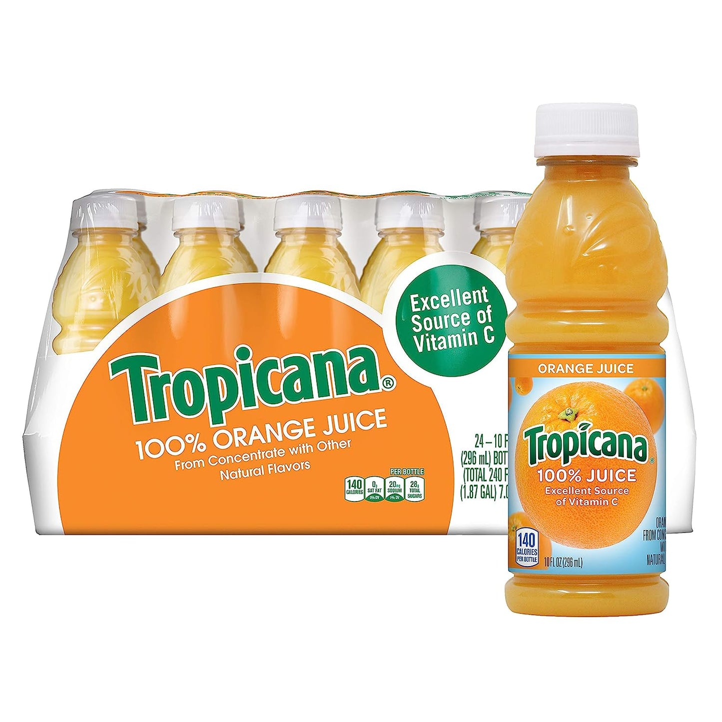 100% Orange Juice, 10 Fl Oz (Pack of 24) - Real Fruit Juices, Vitamin C Rich, No Added Sugars, No Artificial Flavors