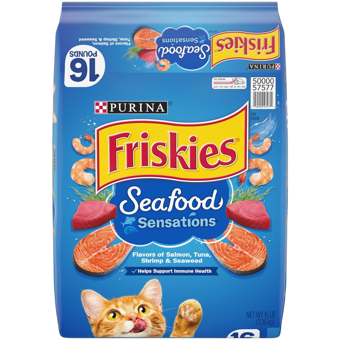 Purina Friskies Dry Cat Food High Protein Seafood Sensations, 16 Lb Bag