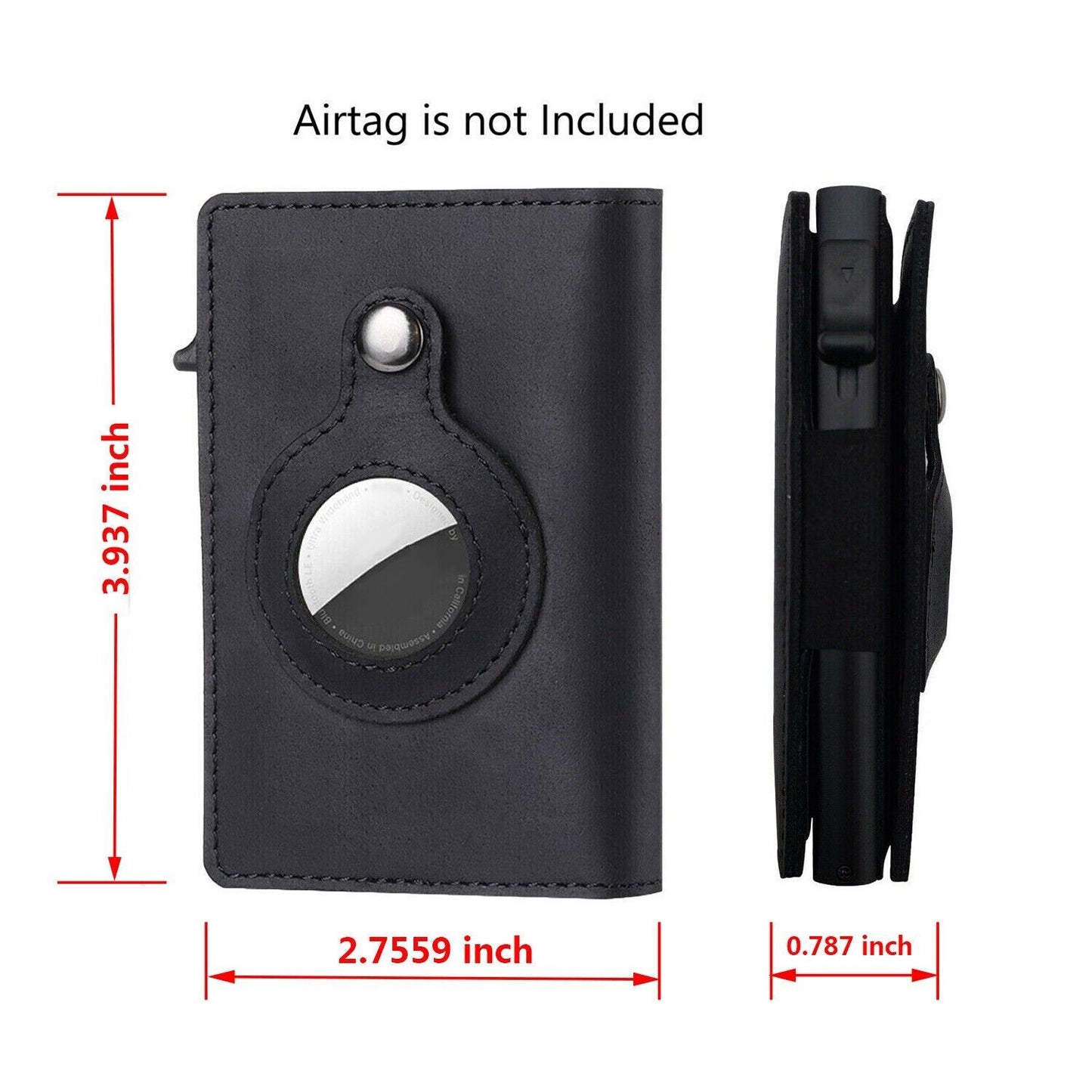 For Airtag Wallet Case Genuine Leather Credit Card Holder Magnetic Air Tag Cover