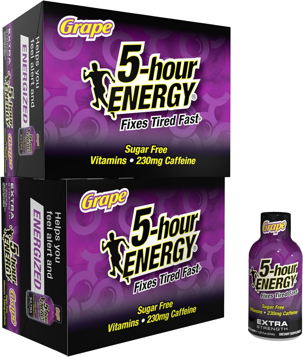 Extra Strength Energy Shot | Berry Flavor | 1.93 Oz. | 24 Count | Sugar-Free & Zero Calories | B-Vitamins & Amino Acids | 230Mg Caffeinated Energy Shot | Dietary Supplement