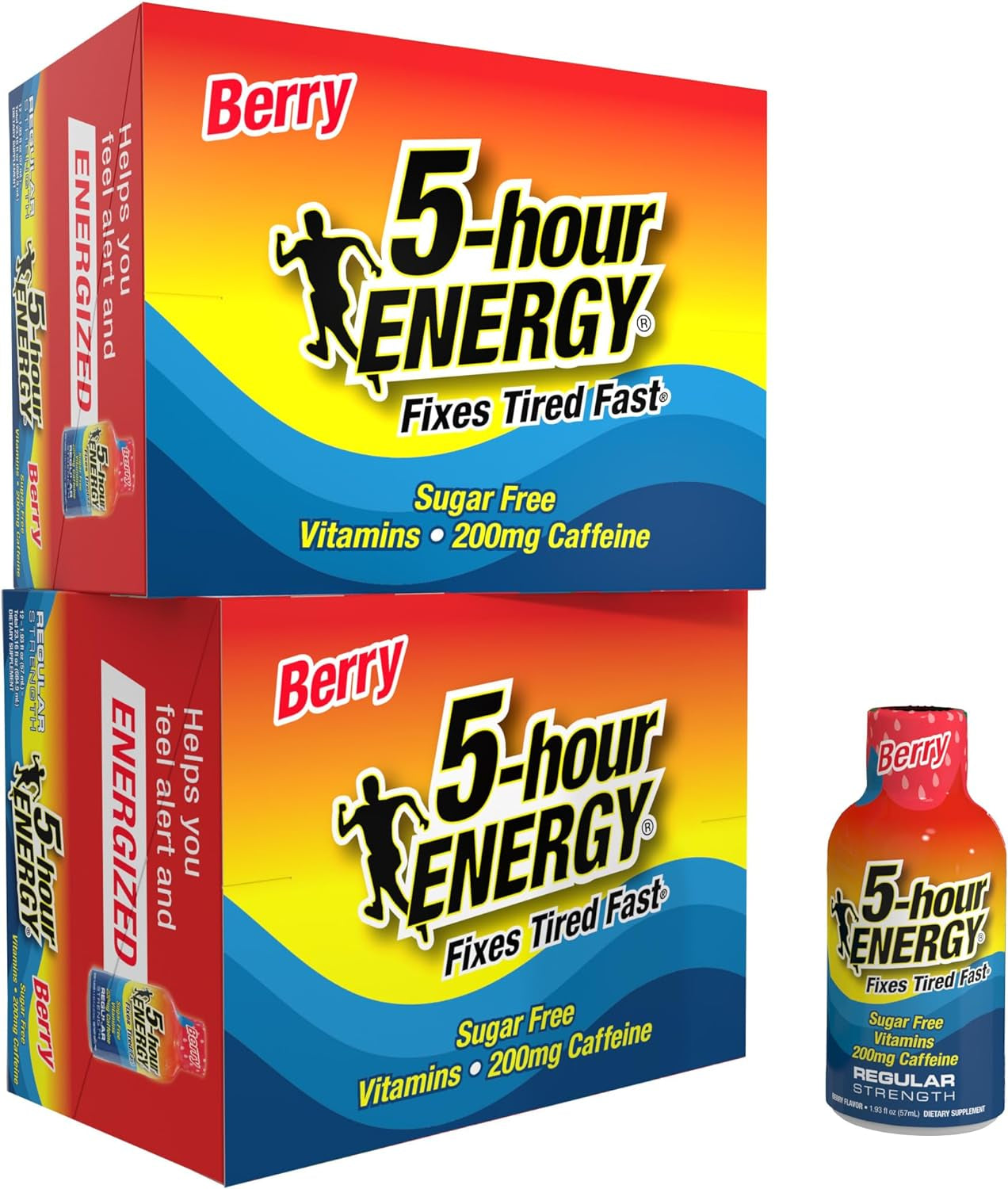 Extra Strength Energy Shot | Berry Flavor | 1.93 Oz. | 24 Count | Sugar-Free & Zero Calories | B-Vitamins & Amino Acids | 230Mg Caffeinated Energy Shot | Dietary Supplement