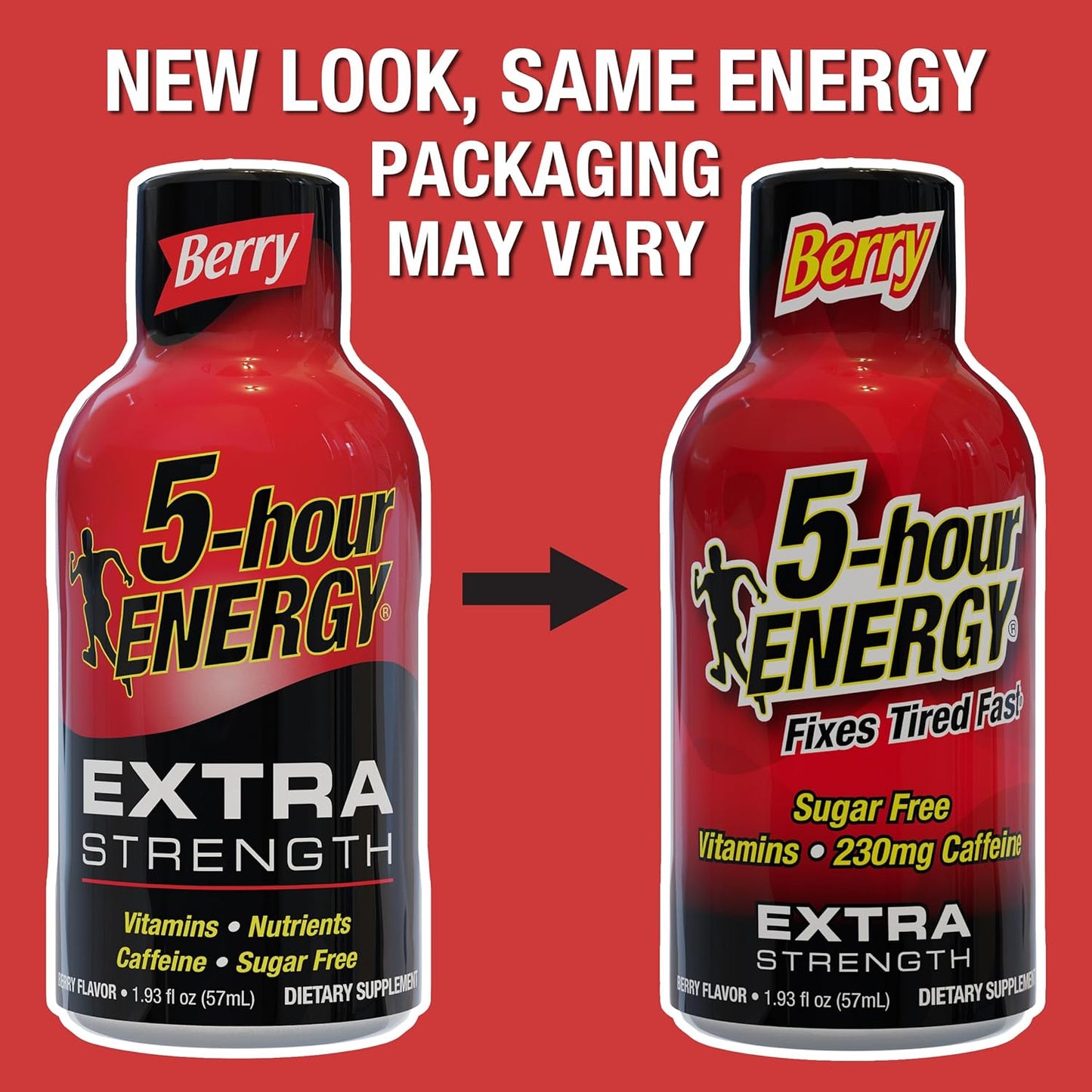 Extra Strength Energy Shot | Berry Flavor | 1.93 Oz. | 24 Count | Sugar-Free & Zero Calories | B-Vitamins & Amino Acids | 230Mg Caffeinated Energy Shot | Dietary Supplement