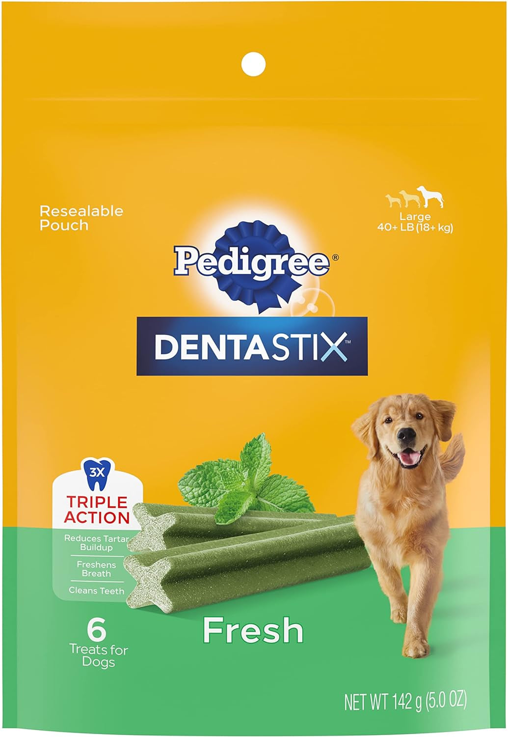 DENTASTIX Large Dog Dental Treats Beef Flavor Dental Bones, 2.08 Lb. Value Pack (40 Treats)